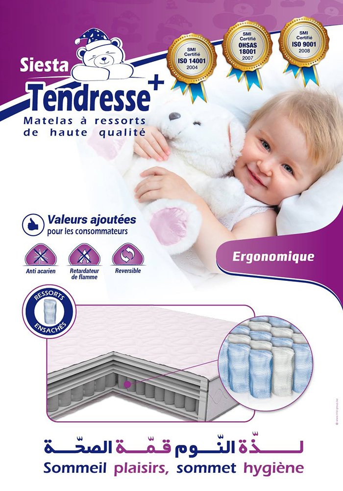 Matelas Bébé, Ergonomique à Ressorts Ensachés : Tendresse+