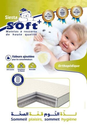 Matelas Bébé, Orthopédique à Ressorts Biconiques : Soft+