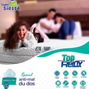 Matelas Ergonomique, Anti mal de dos, en Mousse à Mémoire de Forme : Top Relax+
