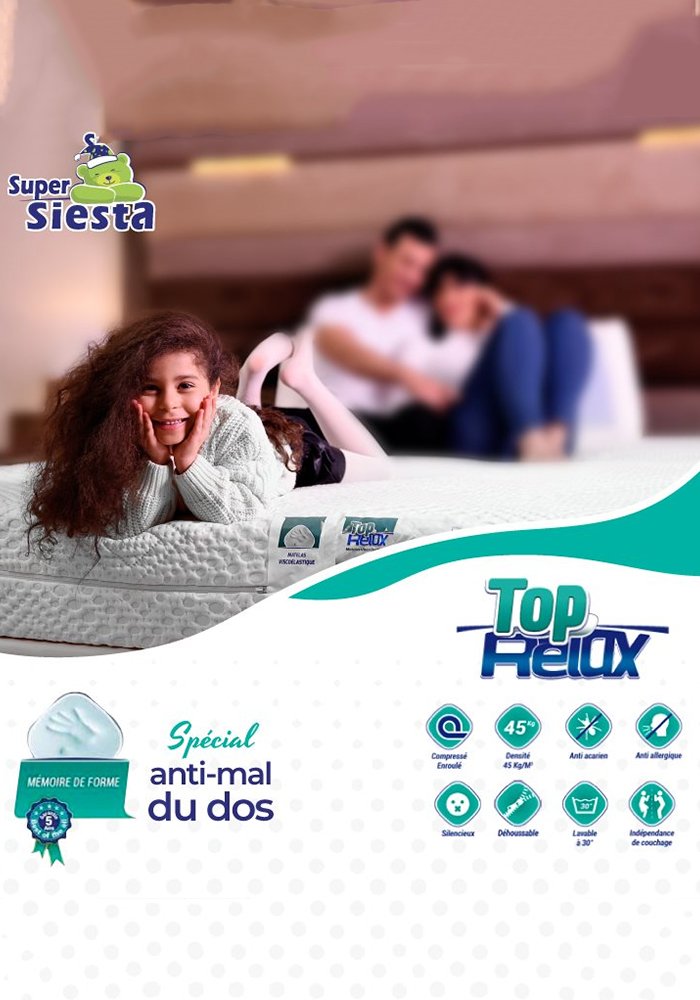 Matelas Ergonomique, Anti mal de dos, en Mousse à Mémoire de Forme : Top Relax+