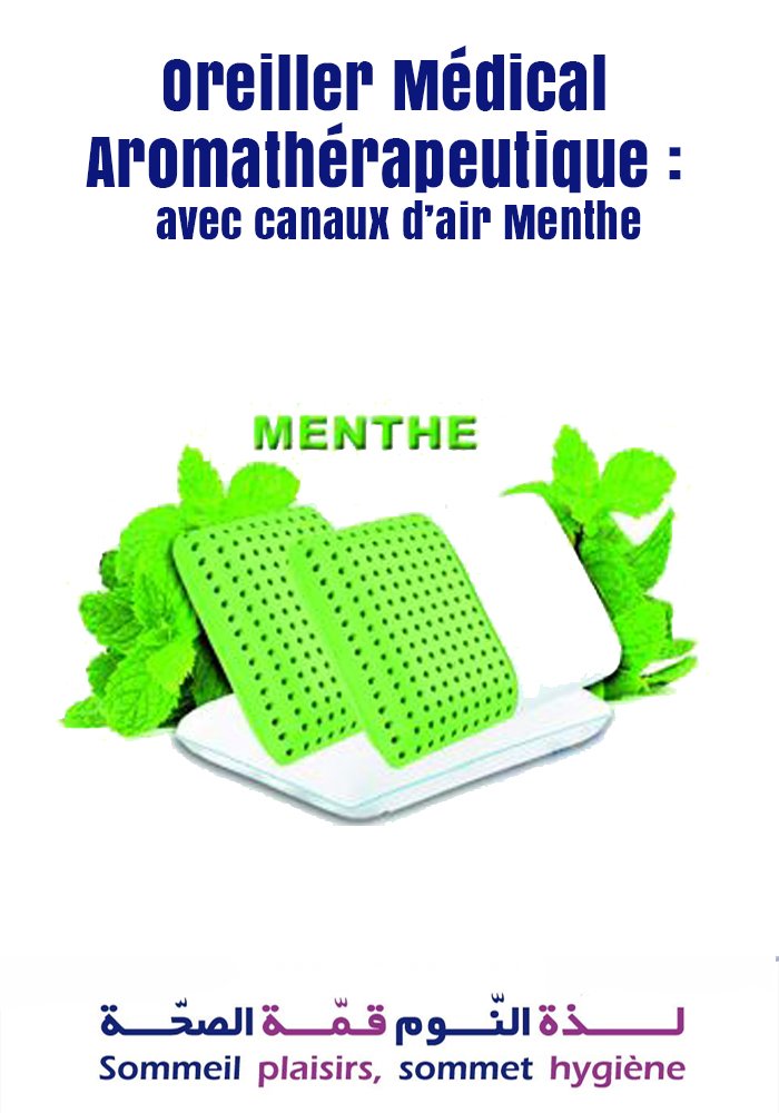 Oreiller Médical Aromathérapeutique : avec canaux d'air Menthe