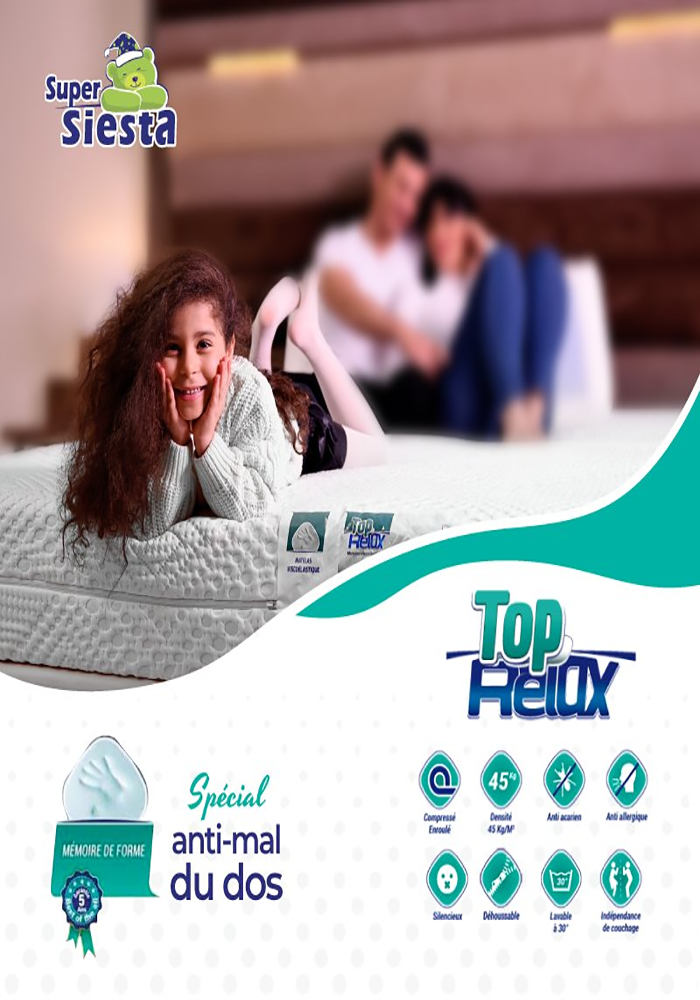 Matelas Ergonomique, Anti mal de dos, en Mousse à Mémoire de Forme : Top Relax+ – Image 2