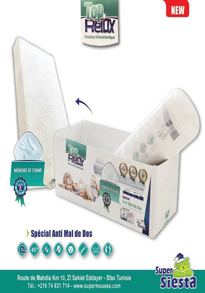 Matelas Ergonomique, Anti mal de dos, en Mousse à Mémoire de Forme : Top Relax+ – Image 4