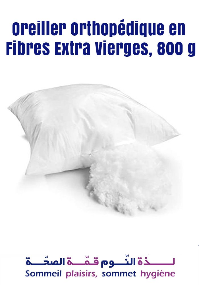 Oreiller Orthopédique en Fibres Extra Vierges, 800 g - Matelas Oreiller Orthopédique en Fibres Extra Vierges, 800 g