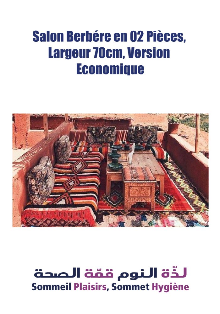 Salon Berbère en 02 Pièces, largeur 70 cm, Version Economique - Matelas Salon Berbère en 02 Pièces, largeur 70 cm, Version Economique
