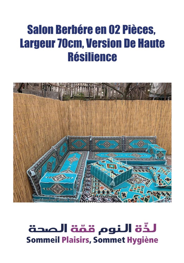Salon Berbère en 02 Pièces, largeur 70 cm, Version de Haute Résilience - Matelas Salon Berbère en 02 Pièces, largeur 70 cm, Version de Haute Résilience