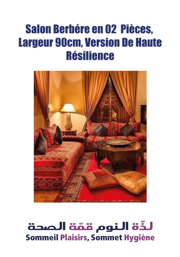 Salon Berbère en 02 Pièces, largeur 90 cm, Version de Haute Résilience