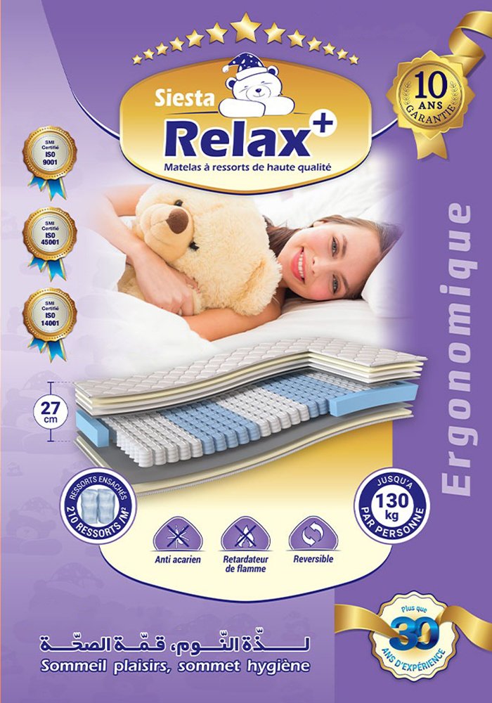 Matelas Ergonomique à Ressorts Ensachés : Relax+