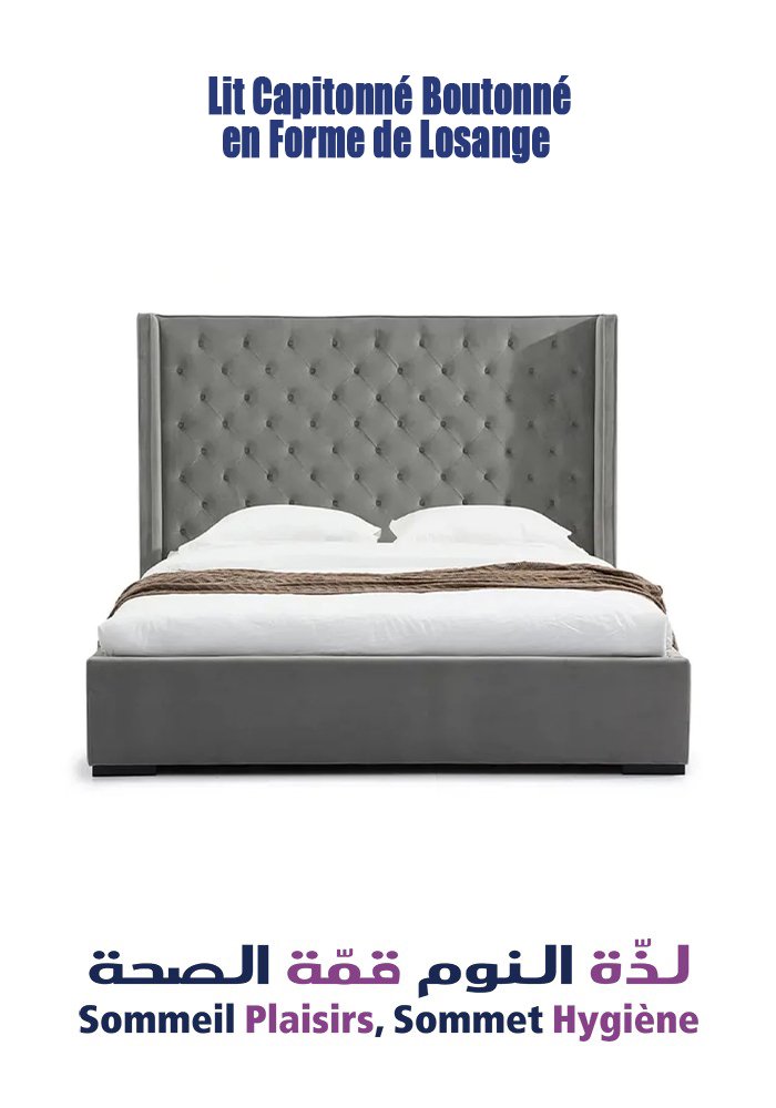 Lit Capitonné Boutonné en Forme de Losange - Matelas Lit Capitonné Boutonné en Forme de Losange