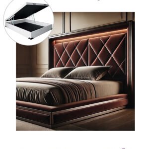 Lit Lisse avec Surpiqûres Contrastées avec un Coffre de rangement