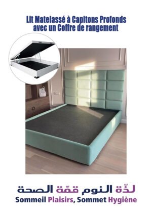 Lit Matelassé à Capitons Profonds avec un Coffre de rangement