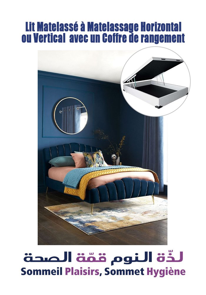 Lit Matelassé à Matelassage Horizontal ou Vertical avec un Coffre de rangement - Matelas Lit Matelassé à Matelassage Horizontal ou Vertical avec un Coffre de rangement