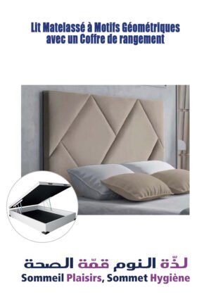 Lit Matelassé à Motifs Géométriques avec un Coffre de rangement