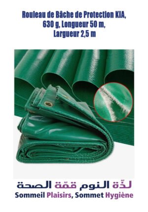 Rouleau de Bâche de Protection KIA 630 g, Longueur 50 m, Largueur 2,5 m