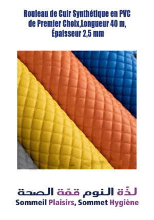 Rouleau de Cuir Synthétique en PVC de Premier Choix, Longueur 40 m, Épaisseur 2,5 mm
