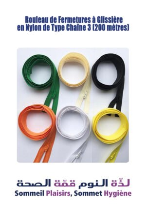 Rouleau de Fermetures à Glissière en Nylon de Type Chaîne 3 (200 mètres)