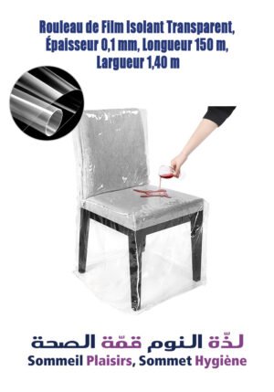 Rouleau de Film Isolant Transparent, Epaisseur 0,1 mm, Longueur 150 m, Largeur 1,40 m