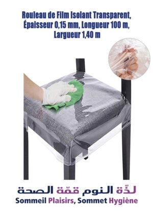 Rouleau de Film Isolant Transparent, Epaisseur 0,15 mm, Longueur 100 m, Largeur 1,40 m