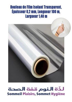 Rouleau de Film Isolant Transparent, Epaisseur 0,2 mm, Longueur 100 m, Largeur 1,40 m