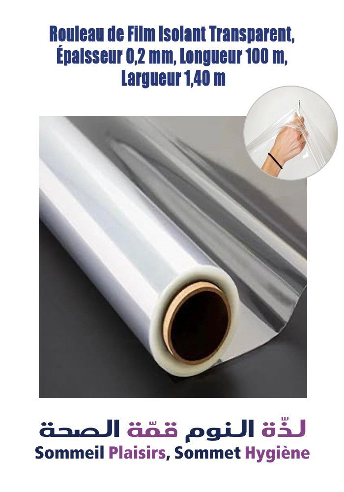 Rouleau de Film Isolant Transparent, Epaisseur 0,2 mm, Longueur 100 m, Largeur 1,40 m - Matelas Rouleau de Film Isolant Transparent, Epaisseur 0,2 mm, Longueur 100 m, Largeur 1,40 m