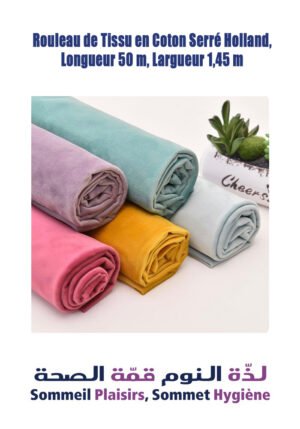 Rouleau de Tissu en Coton Serré Holland, Longueur 50 m, Largueur 1,45 cm