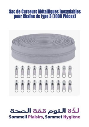 Sac de Curseurs Métalliques Inoxydables pour Chaine de type 3 (1000 Pièces)