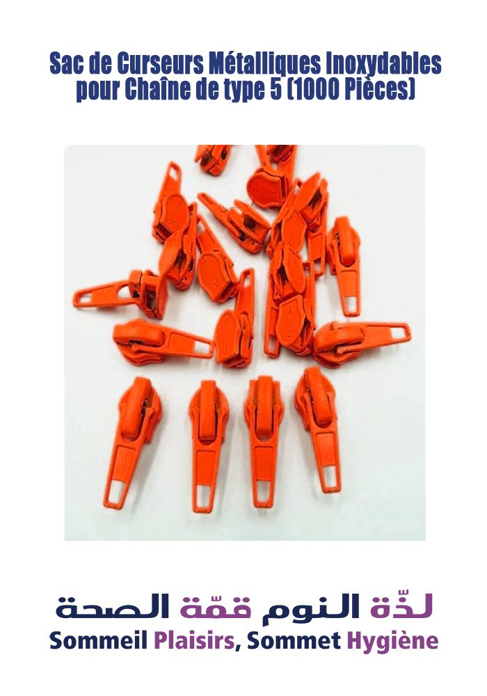 Sac de Curseurs Métalliques Inoxydables pour Chaine de type 5 (1000 Pièces)