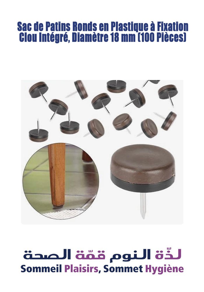 Sac de Patins Ronds en Plastique à Fixation Clou Intégré, Diamètre 18 mm (100 Pièces) - Matelas Sac de Patins Ronds en Plastique à Fixation Clou Intégré, Diamètre 18 mm (100 Pièces)