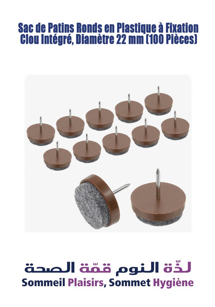 Sac de Patins Ronds en Plastique à Fixation Clou Intégré, Diamètre 22 mm (100 Pièces) - Matelas Sac de Patins Ronds en Plastique à Fixation Clou Intégré, Diamètre 22 mm (100 Pièces)