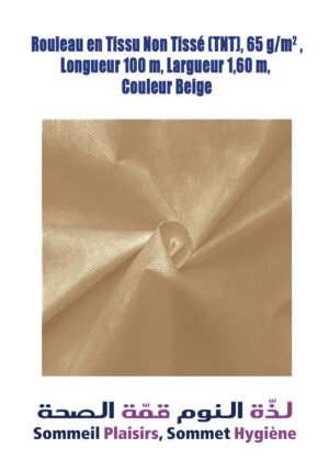 Rouleau de Tissu Non Tissé (TNT), 65 g/m², Longueur 100 m, Largeur 1,60 m, Couleur Beige