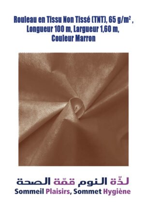 Rouleau de Tissu Non Tissé (TNT), 65 g/m², Longueur 100 m, Largeur 1,60 m, Couleur Marron