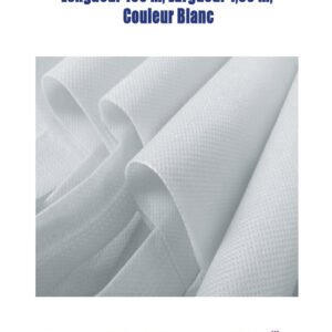 Rouleau de Tissu Non Tissé (TNT), 70 g/m², Longueur 100 m, Largeur 1,50 m, Couleur Blanc
