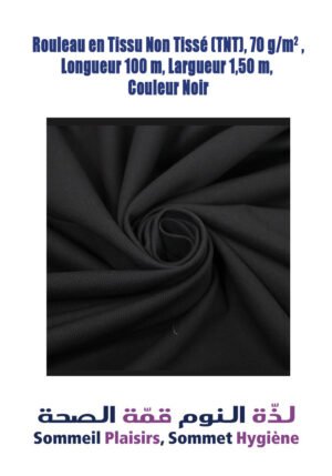 Rouleau de Tissu Non Tissé (TNT), 70 g/m², Longueur 100 m, Largeur 1,50 m, Couleur Noir