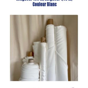 Rouleau de Tissu en Polyester, Longueur 100 m, Largeur 1,40 m, Couleur Blanc