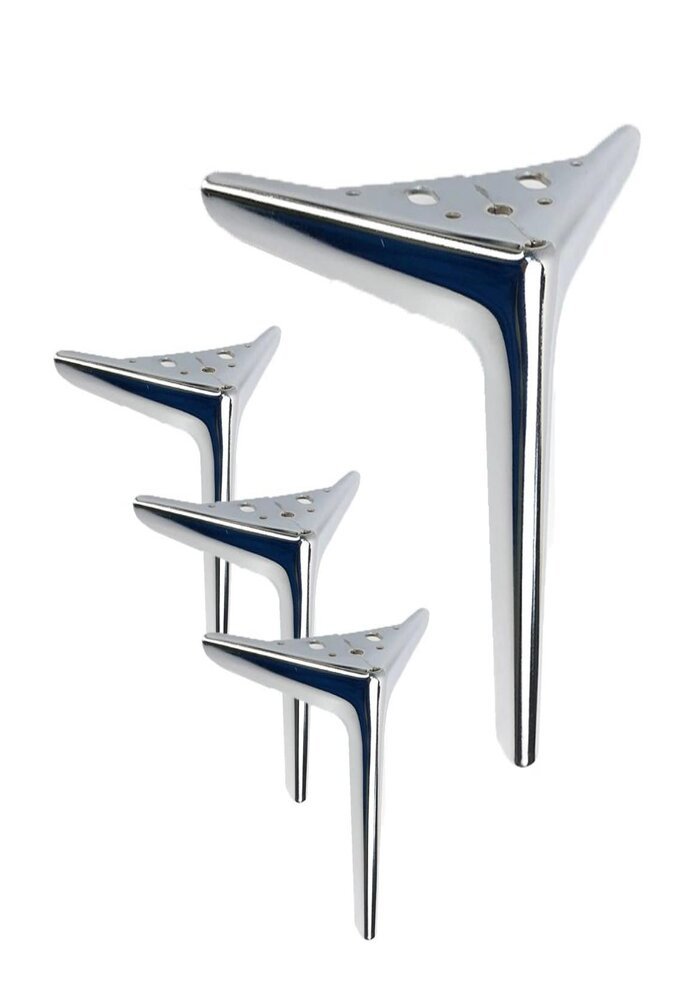 Carton de 100 Pieds de Support pour Meuble, Forme Triangulaire, en Métal Chromé – Image 5
