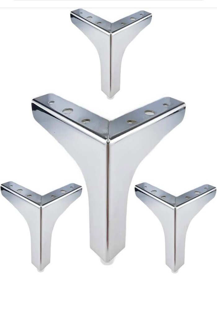 Carton de 100 Pieds de Support pour Meuble, Forme Triangulaire, en Métal Chromé – Image 3