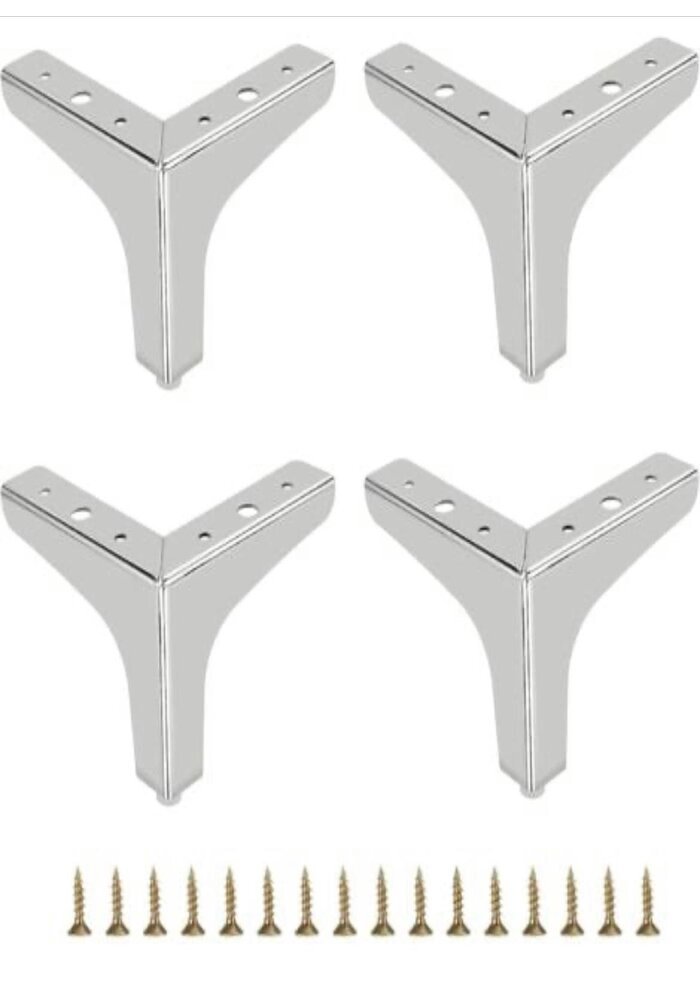 Carton de 100 Pieds de Support pour Meuble, Forme Triangulaire, en Métal Chromé – Image 4