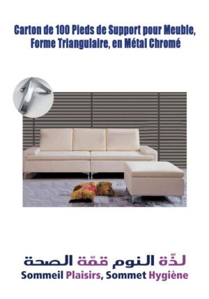 Carton de 100 Pieds de Support pour Meuble, Forme Triangulaire, en Métal Chromé