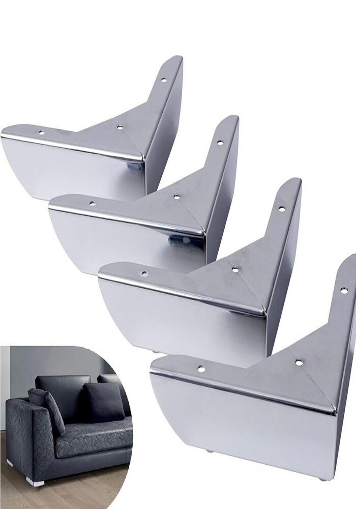 Carton de 100 Pieds de Support pour Meuble, Forme en L, en Métal Chromé – Image 2