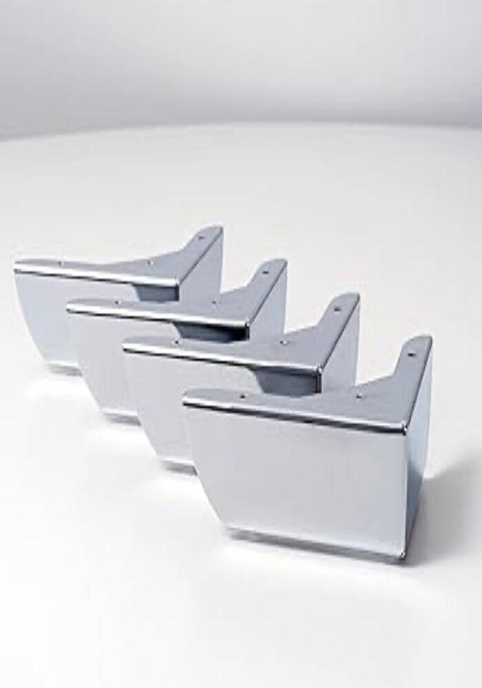 Carton de 100 Pieds de Support pour Meuble, Forme en L, en Métal Chromé – Image 3